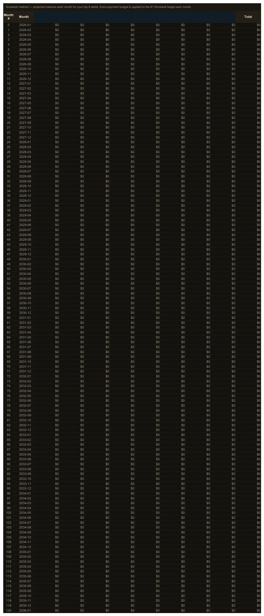 Debt Payoff Tracker — sheet 3