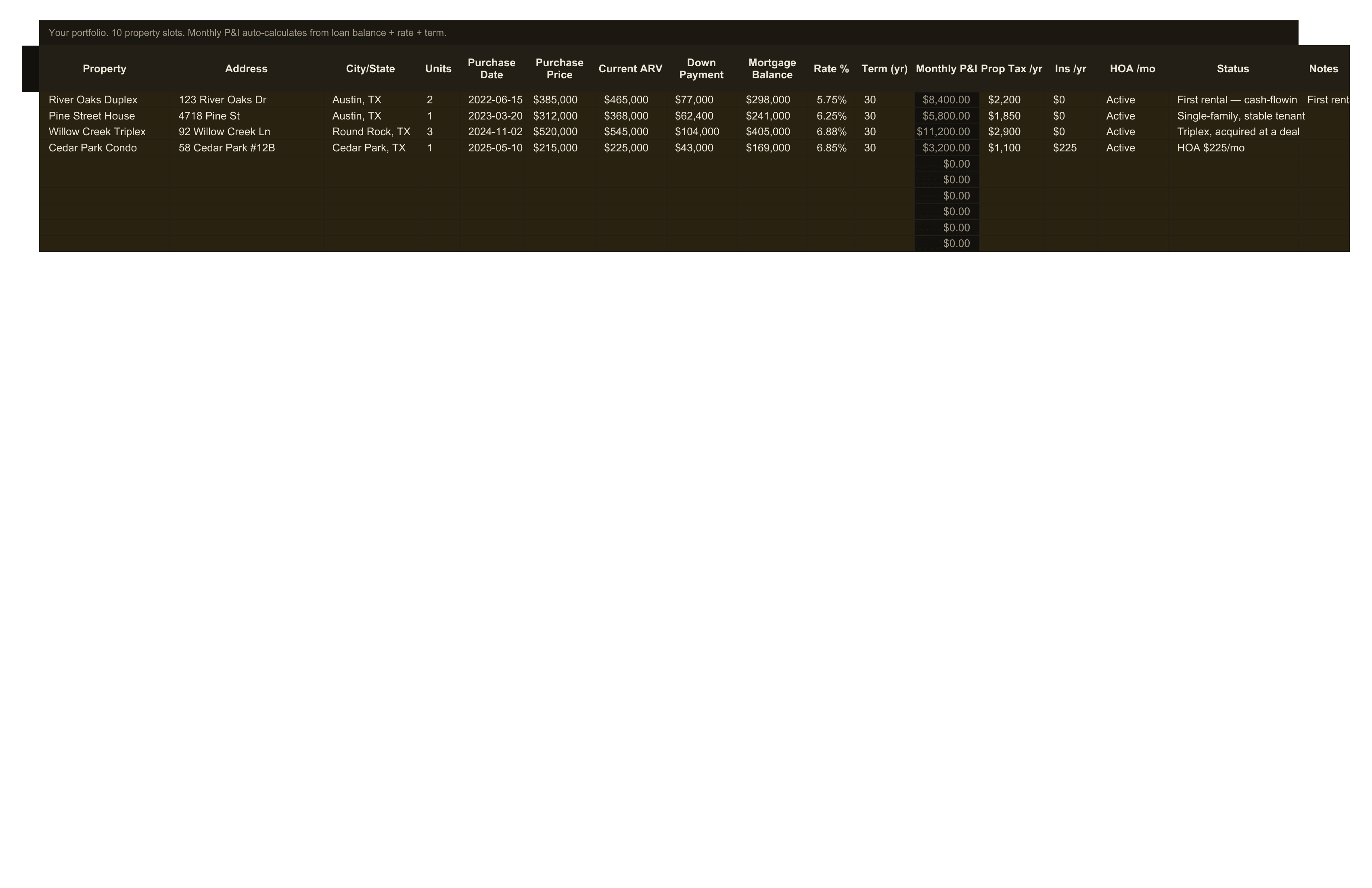 Landlord Bookkeeping — sheet 1