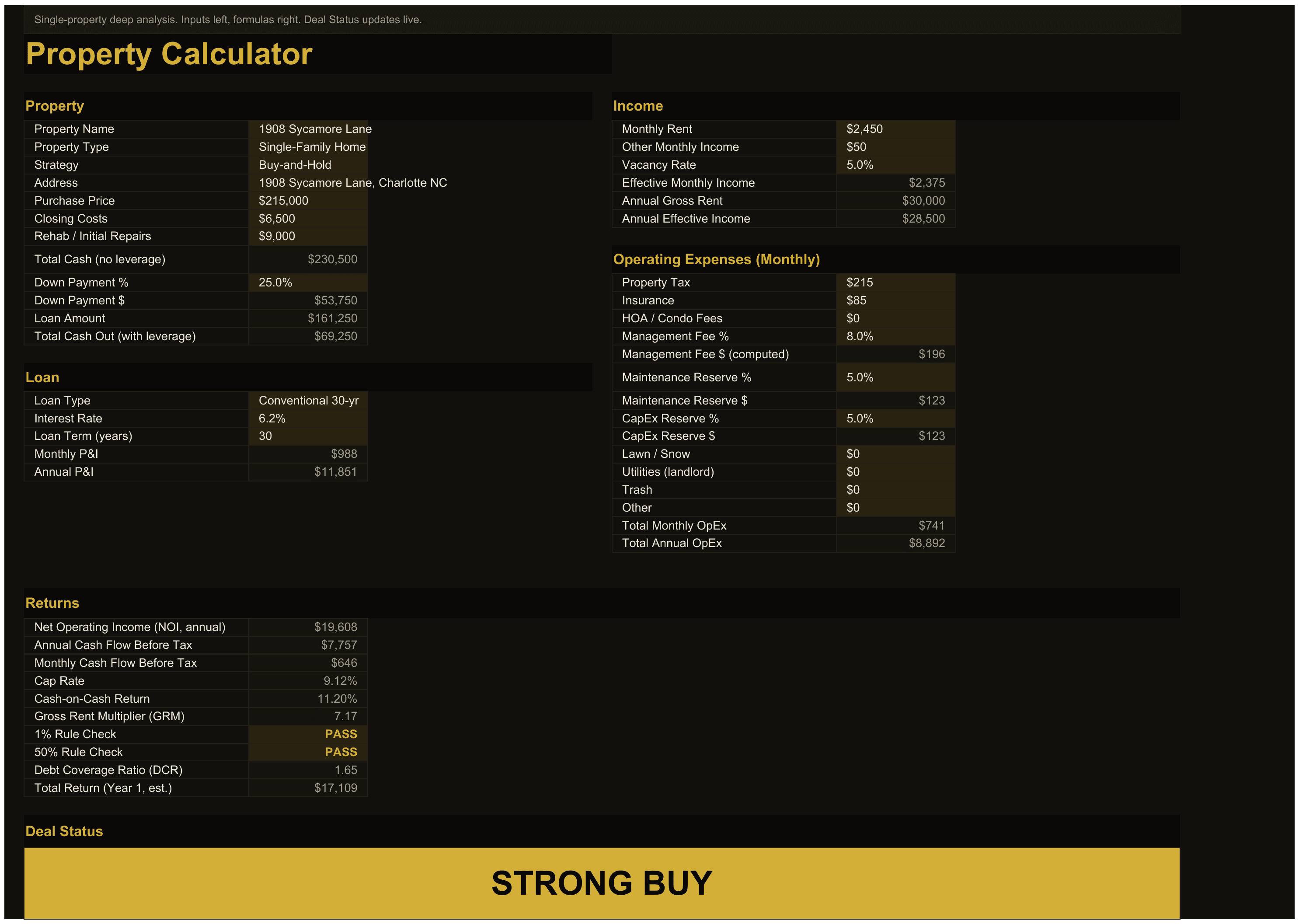Rental ROI Calculator — sheet 1
