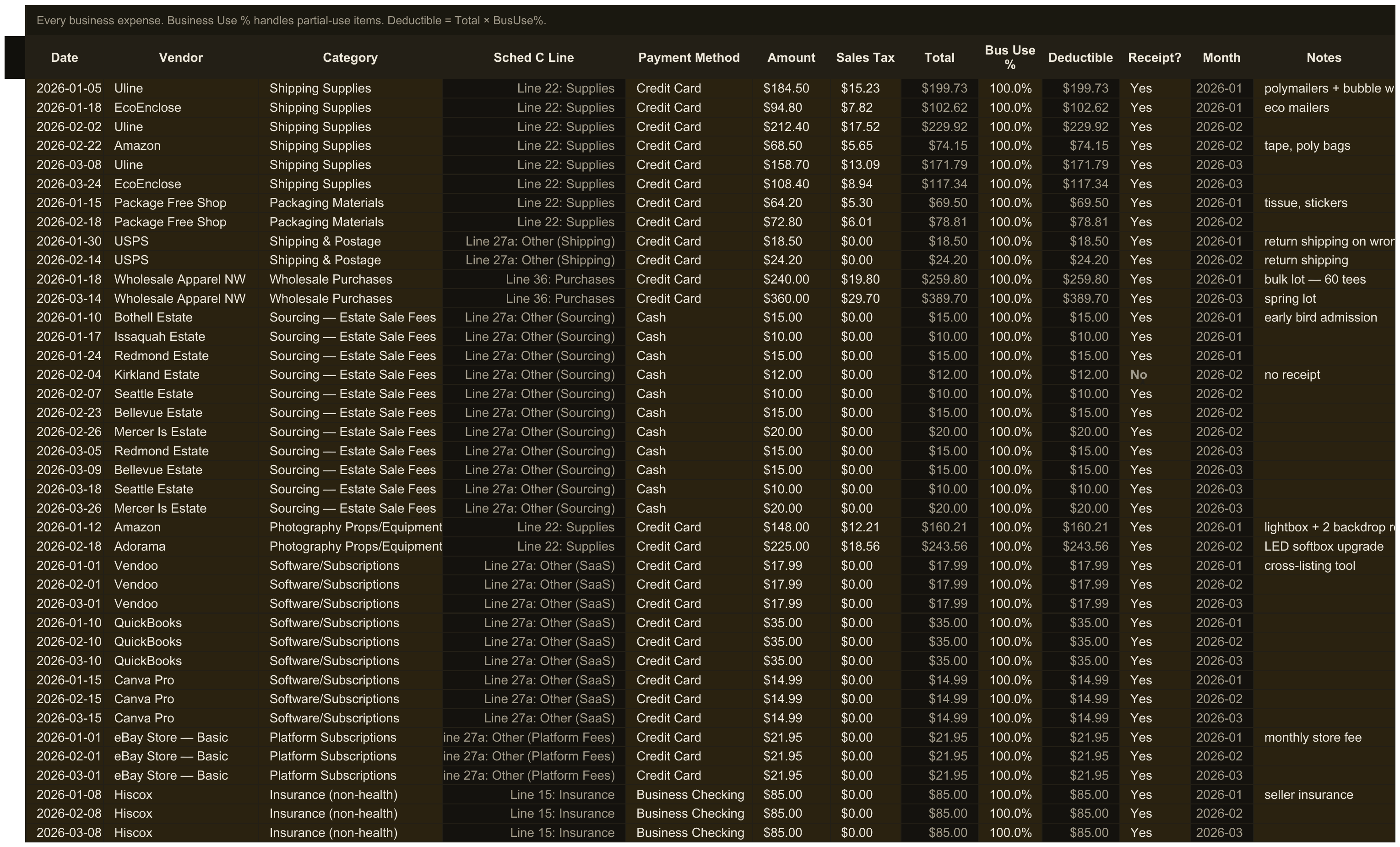 Reseller Bookkeeping — sheet 4